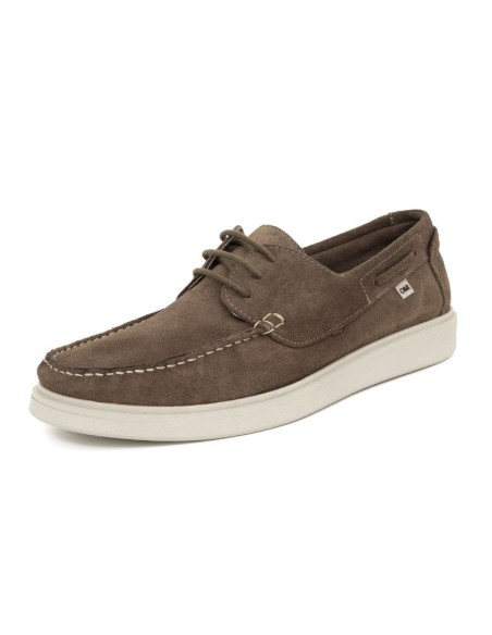 Brown suede boat shoe
