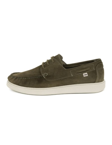 Green suede boat shoe