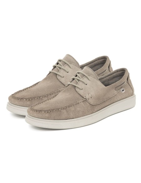 Beige suede boat shoe