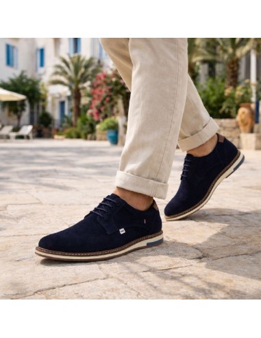 Casual derby suède bleu SOMAK-NAVY