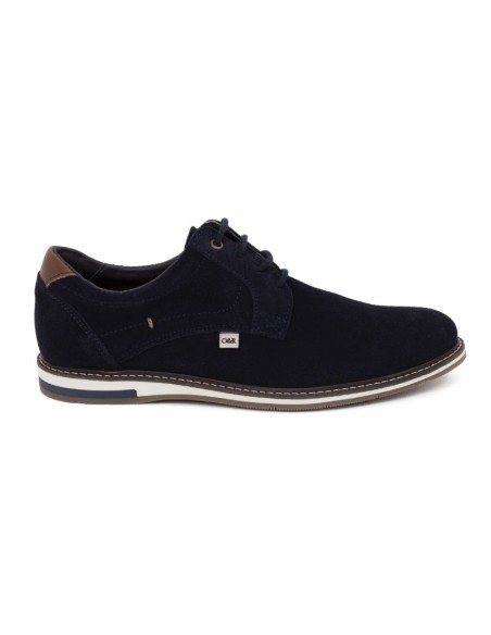 Derby casual de ante acabado a mano color azul