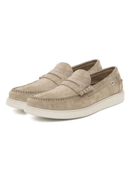 Beige suede boat shoe