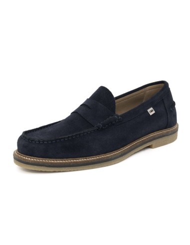 Blue suede moccasin