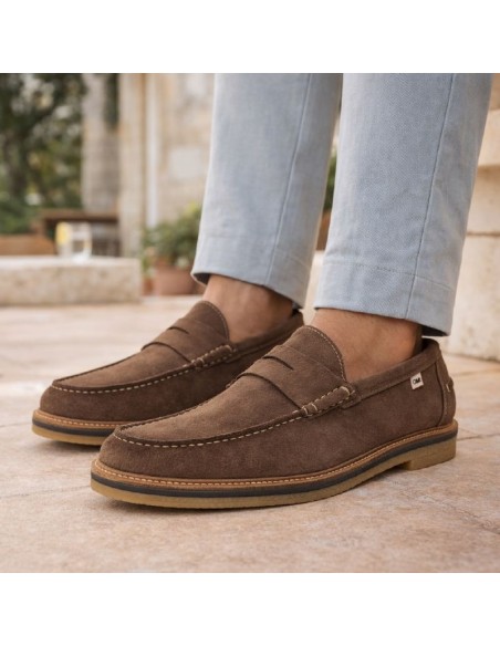 Brown suede moccasin