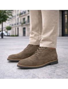 Botín de ante liso color beige