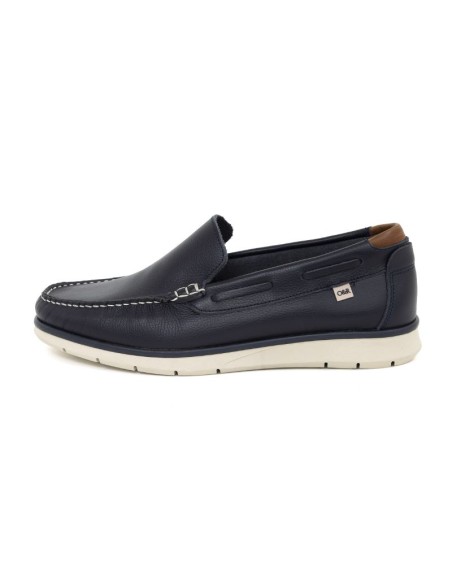 Blue leather boat shoe