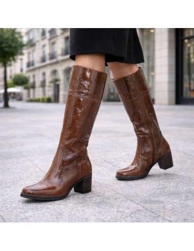 Brown patent Women's high boots