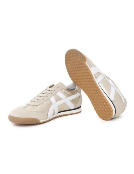 Deportivo de mujer de piel combinado de pieles color marrón