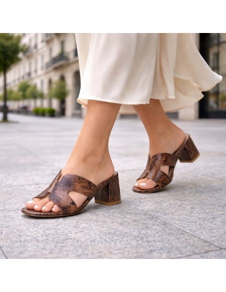 Brown leather women's sandals