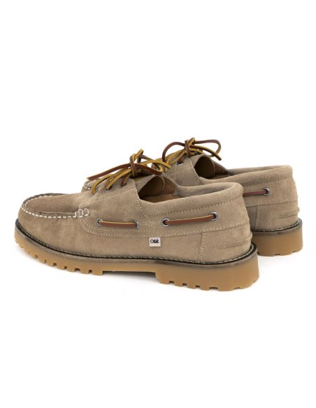Beige suede boat shoe