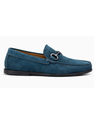 Blue leather moccasin