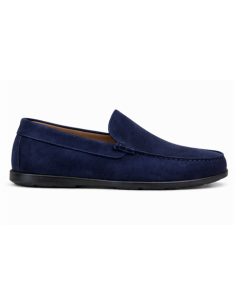 Mocassin de peau bleu SAMELA-NAVY