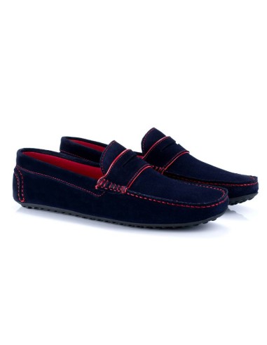 blue suede moccasin SIMAN-AZUL-300