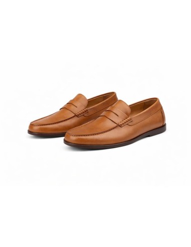 Mocasín de piel con antifaz color cuero