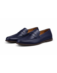 Blue leather moccasin