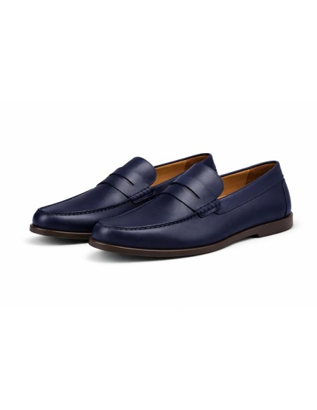 Blue leather moccasin