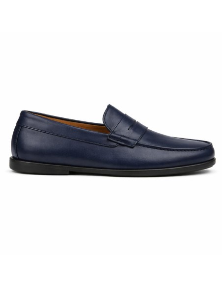 Mocasín de piel con antifaz color azul