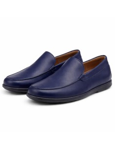 Mocasín de piel de piso antideslizante color azul