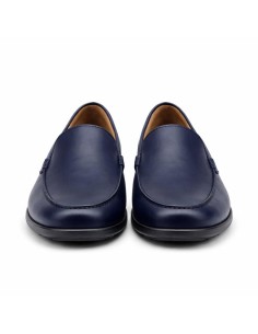 Mocasín de piel de piso antideslizante color azul 2