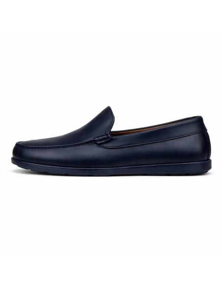 Mocasín de piel de piso antideslizante color azul