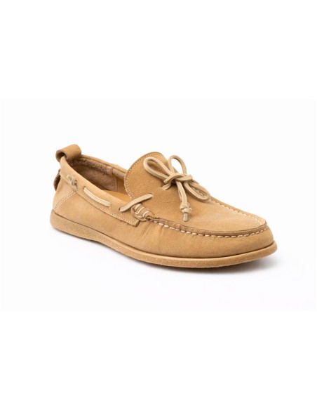 Beige suede boat shoe