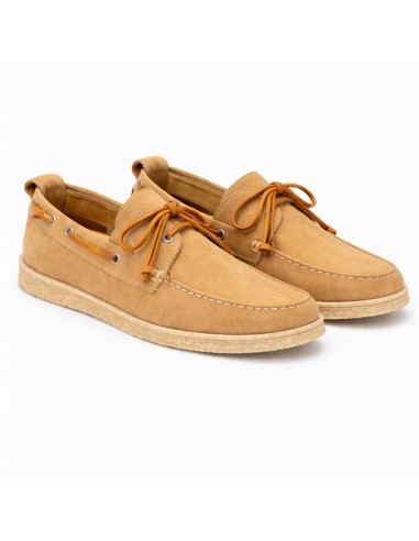 Náutico de nobuck con cordón de piel color beige