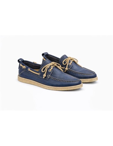 Blue nubuck boat shoe