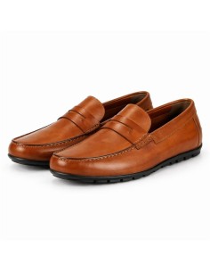 Mocasín de piel con antifaz color cuero 2