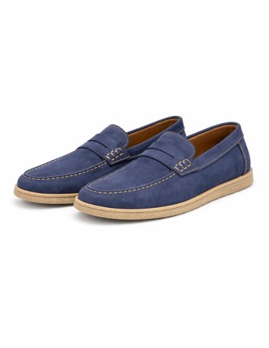Mocasín de ante con antifaz color azul