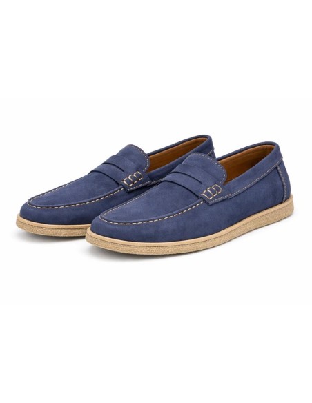 Blue suede moccasin