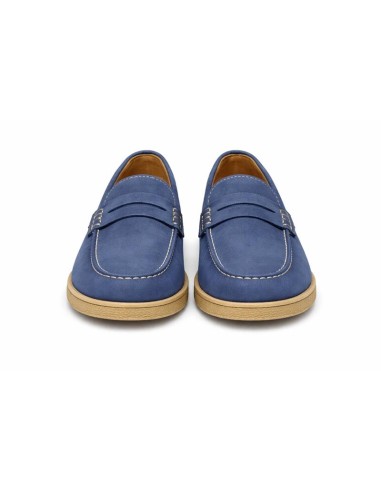 Mocasín de ante con antifaz color azul