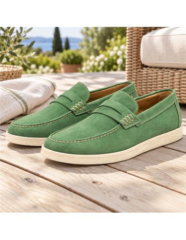 Green suede moccasin
