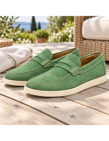 Mocassin suède vert NASURI-VERDE