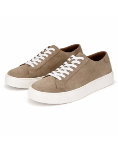 Sneakers de nobuck liso color cuero
