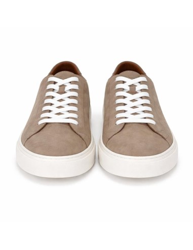 Sneakers de nobuck liso color cuero
