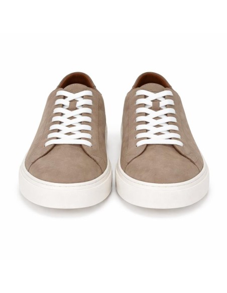 Sneakers de nobuck liso color cuero