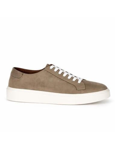 Sneakers de nobuck liso color cuero