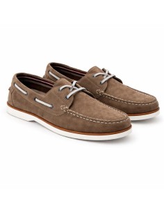 Náutico de ante con cordones en contraste color beige