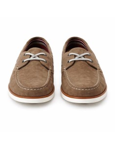 Náutico de ante con cordones en contraste color beige 2