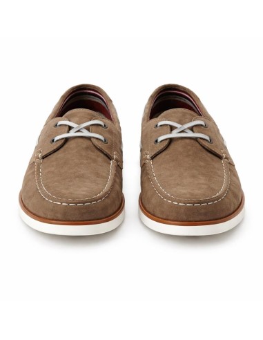 Náutico de ante con cordones en contraste color beige