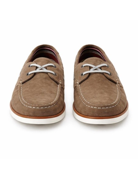 Náutico de ante con cordones en contraste color beige