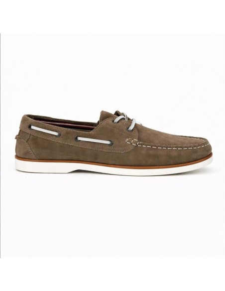 Náutico de ante con cordones en contraste color beige