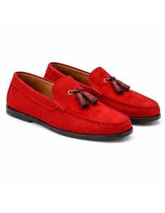 Mocasín de ante con borlas color rojo 2
