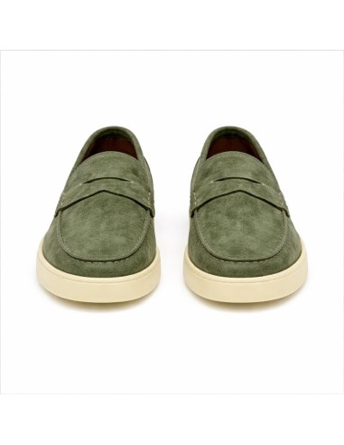 Green suede moccasin