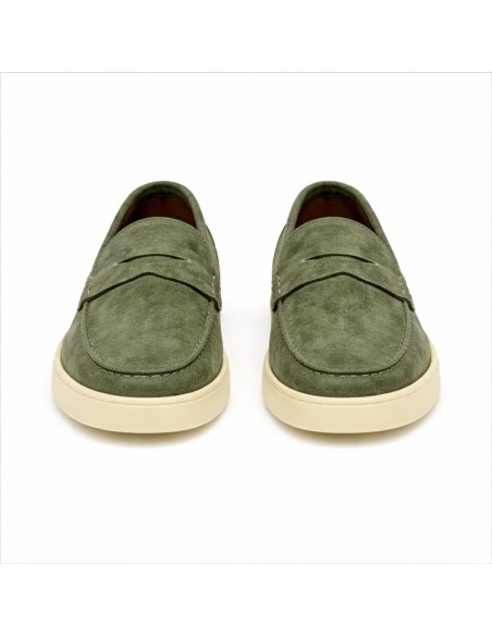 Green suede moccasin
