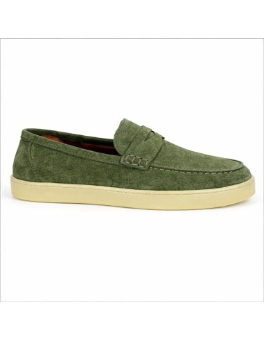 Green suede moccasin