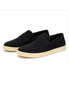 Mocasín de ante con antifaz color azul