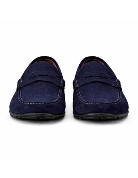 Blue suede moccasin