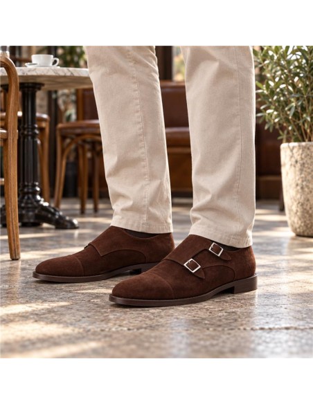 chaussure avec boucle suède marron SOLVER-BROWN