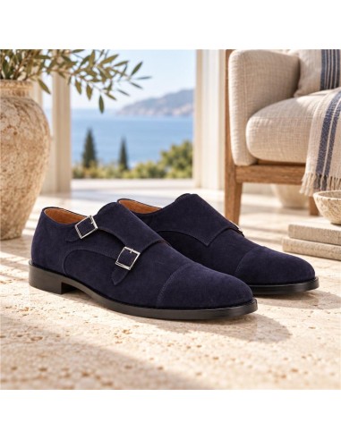 Blue suede monkstrap